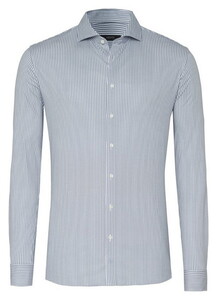 Desoto Luxury Fine Allover Structure Stripes Shirt Dark Evening Blue