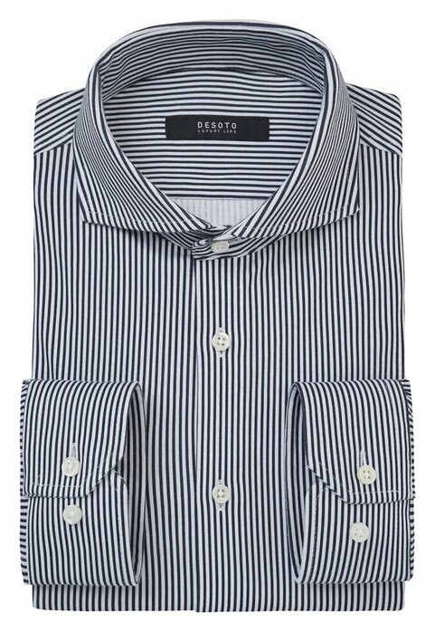 Desoto Luxury Fine Stripe Overhemd Donker Blauw