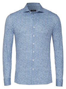 Desoto Luxury Linnen Look Stripe Overhemd Denim Blue