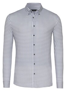 Desoto Luxury Luxury Button-Down Check Pattern Overhemd Grijs-Wit