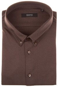 Desoto Luxury Luxury Button Down Shirt Dark Brown Melange