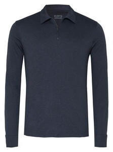 Desoto Luxury Luxury Long Sleeve Mélange Polo Navy