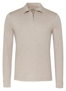 Desoto Luxury Luxury Long Sleeve Mélange Poloshirt Beige