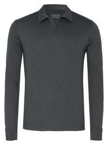 Desoto Luxury Luxury Long Sleeve Mélange Poloshirt Dark Gray