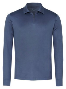 Desoto Luxury Luxury Long Sleeve Zip Polo Poloshirt Blue
