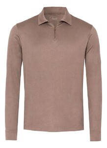 Desoto Luxury Luxury Long Sleeve Zip Polo Poloshirt Warm Taupe