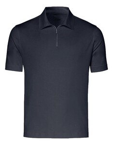 Desoto Luxury Luxury Solid Color Zip Collar Polo Donker Blauw