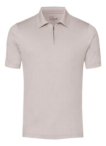 Desoto Luxury Luxury Solid Color Zip Collar Polo Light Taupe