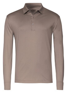 Desoto Luxury Luxury Two-Ply Cotton Uni Color Longsleeve Polo Donker Taupe
