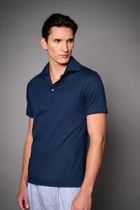 Desoto Luxury Luxury Two Ply Cotton Uni Color Poloshirt Navy