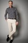 Desoto Luxury Minimal Square Triangle Pattern Shirt Navy-Beige