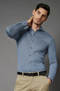 Desoto Luxury Regal Twill Design Overhemd Midden Blauw