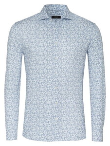 Desoto Luxury Shark Collar Botanicals Pattern Shirt Blue