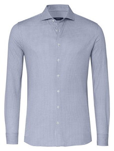 Desoto Luxury Shark Collar Mini Houndstooth Pattern Shirt Blue