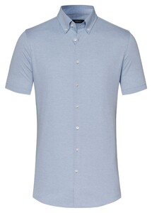 Desoto Luxury Short Sleeve Pique Button Down Shirt Light Blue