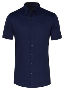 Desoto Luxury Short Sleeve Pique Button Down Shirt Navy