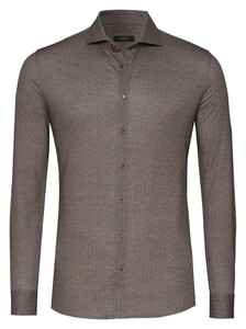 Desoto Luxury Subtle Herringbone Shark Collar Overhemd Bruin