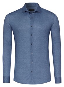 Desoto Luxury Subtle Herringbone Shark Collar Overhemd Denim Blue