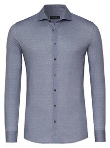 Desoto Luxury Subtle Herringbone Shark Collar Overhemd Donker Blauw