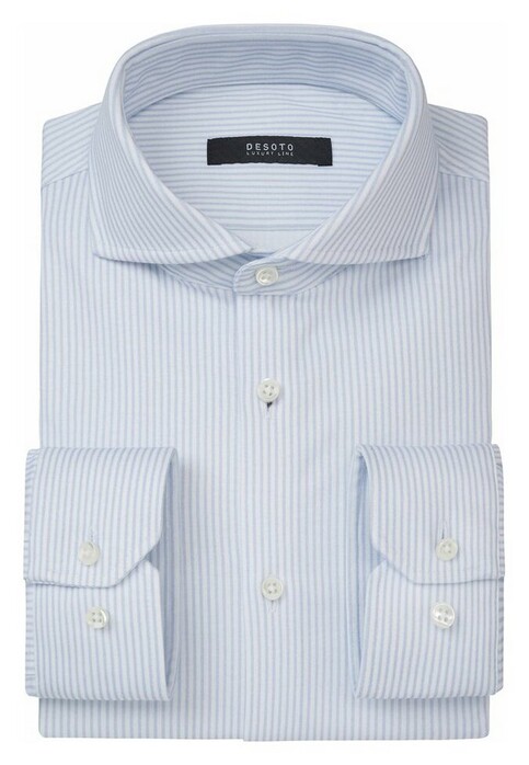 Desoto Luxury Subtle Stripe Overhemd Wit-Lichtblauw