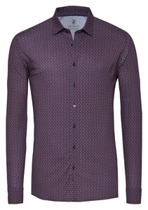 Desoto Mini Abstract Pattern Overhemd Burgundy-Navy