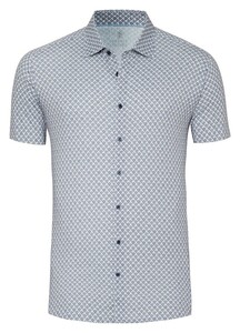Desoto Mini Flowers Pattern Casual Kent Overhemd Denim Blue