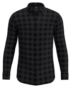 Desoto Modern Button Down Check Overhemd Zwart