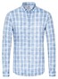 Desoto Modern Button Down Linen Look Check Shirt Light Blue