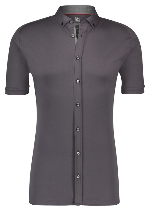 Desoto Modern Button Down Short Sleeve Cityshirt Overhemd Grijs
