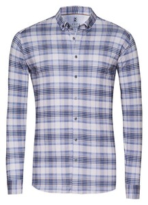 Desoto Multi Fine Lines Check Overhemd Beige-Blauw