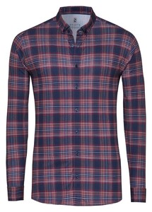 Desoto Multi Fine Lines Check Overhemd Burgundy