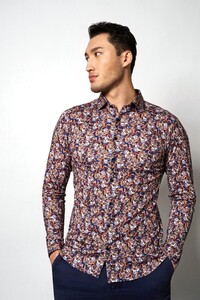 Desoto Multicolor Flower Pattern Shirt Navy-Multi