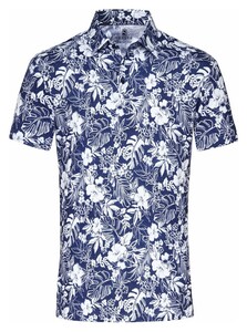 Desoto Orchid Pattern Polo Donker Blauw-Wit