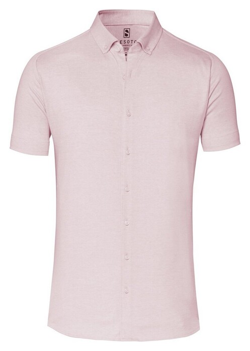 Desoto Piqué Look Short Sleeve Modern Button Down Overhemd Pink Powder