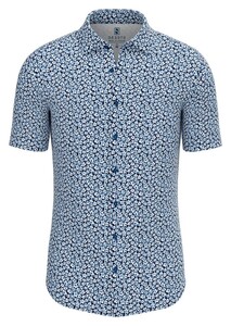 Desoto Pointed Blossoms Short Sleeve Shirt Navy-White