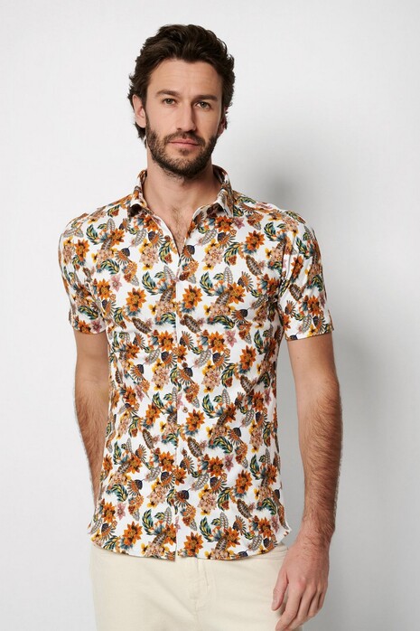 Desoto Rich Floral Garden Pattern Shirt Burnt Orange-Multicolor