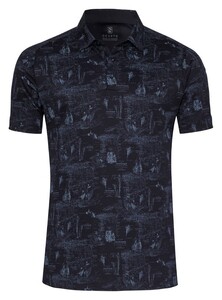 Desoto Shadowy Landscape Fantasy Polo Dark Navy