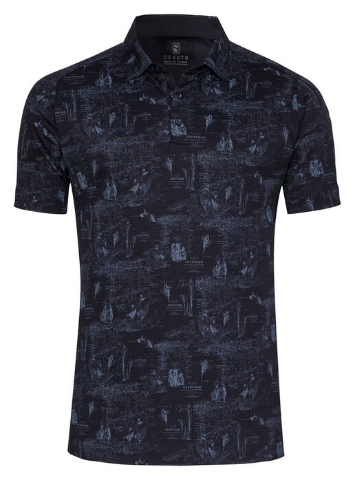 Desoto Shadowy Landscape Fantasy Poloshirt Dark Navy