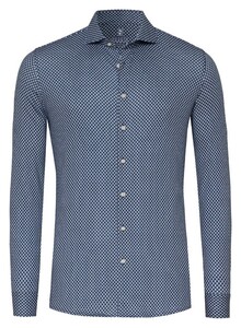 Desoto Shark Collar Structure Pattern Overhemd Navy-Wit