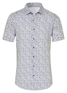Desoto Short Sleeve Pointed Blossoms Overhemd Grijs-Wit