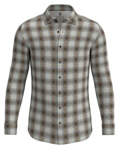 Desoto Soft Checks Kent Collar Overhemd Bruin-Grijs