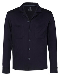 Desoto Solid Color Cotton Overshirt Navy