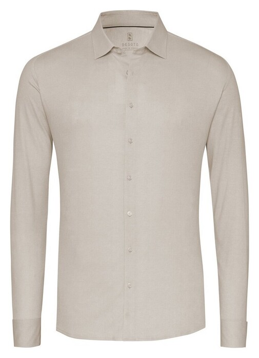 Desoto Solid Color Oxford Look Overhemd Beige