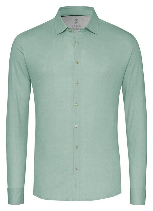 Desoto Solid Color Oxford Look Overhemd Licht Groen