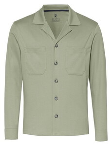 Desoto Solid Color Revers Resort Collar Overshirt Green