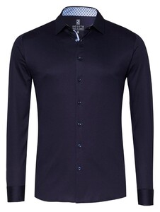 Desoto Solid Color Subtle Contrast Overhemd Navy