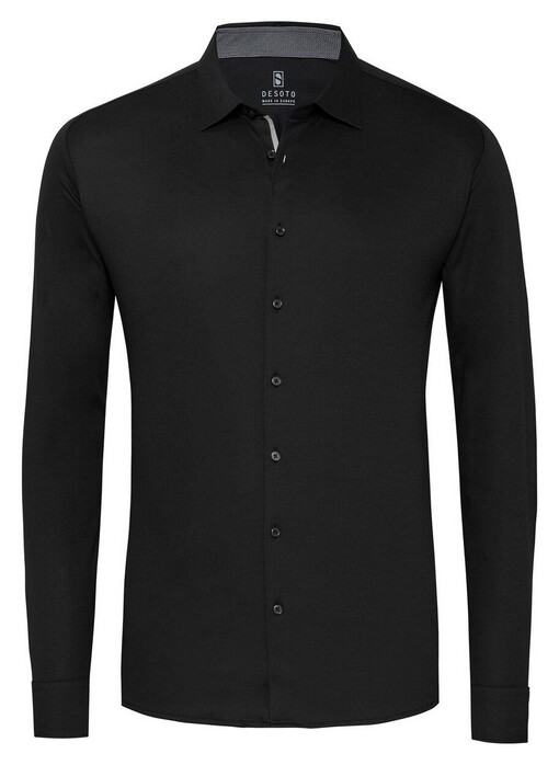 Desoto Solid Color Subtle Contrast Shirt Black