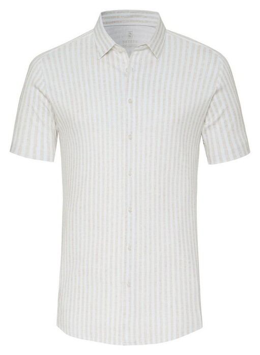 Desoto Stripes Short Sleeve Overhemd Beige