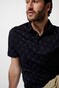 Desoto Subtle Fishes Pattern Polo Donker Blauw