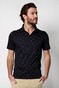 Desoto Subtle Fishes Pattern Poloshirt Dark Evening Blue